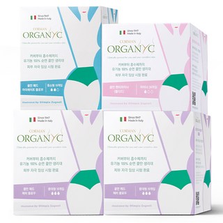 ORGANYC 콜만 중대형 생리대 날개형 20p + 중소형 생리대 날개형 10p + 팬티라이너 24p, 1세트