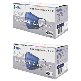 MEDTECS 美德醫療 HEPA機能型 醫用口罩 未滅菌, 競速藍, 40片, 2盒