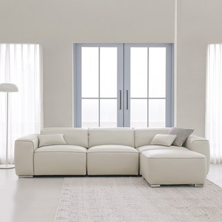 레이디가구 데스트라 헤드레스트 천연소가죽 면피 소파 4인용 + 스툴 세트 방문설치, 셰도우화이트