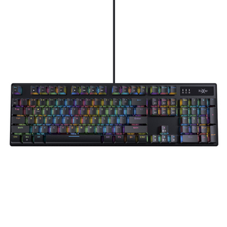 FOXXRAY 狐鐳 霓彩RGB全尺寸機械鍵盤, 1677萬色背光, 18種燈光模式, 1000Hz按鍵回報率, 可調式腳架, FXR-HKM-88, 黑色, 紅軸