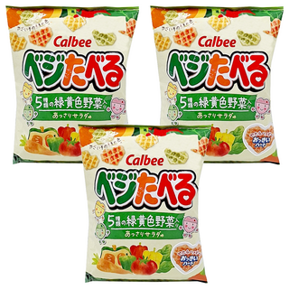 Calbee 卡樂比 Vegetaberu 心型野菜餅, 綠黃色野菜口味, 50g, 3包