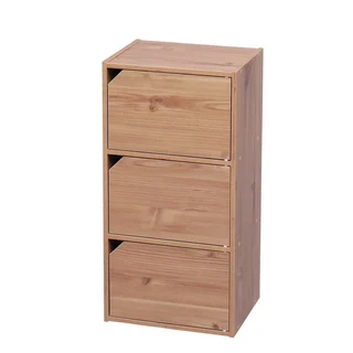 IRIS OHYAMA 愛麗思歐雅瑪 木質居家時尚附門三層櫃 MDB-3D**, 原木色, 1個