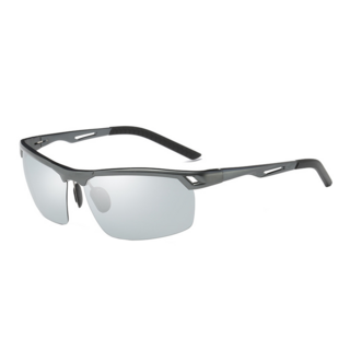 QUINTA UV400智能感光變色偏光太陽眼鏡(經典運動鏡框/運動休閒全天候適用-QTB8550-槍框變色片), 1入