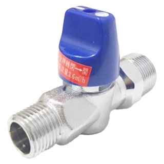 新多多小舖 超流量瓦斯開關3.6流量 6分外牙進+4分外牙出 瓦斯爐開關 熱水器開關 安全開關, 1個, 銀色 + 藍色