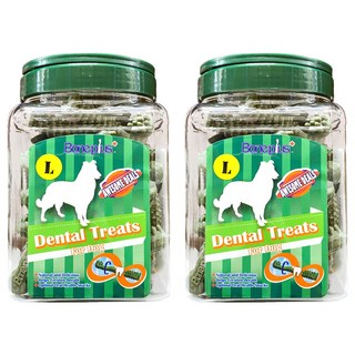 Boneplus 超效動能雙頭潔牙骨 雙向動能潔牙刷頭設計 360度旋轉滑動 Q彈好嚼, 草本, 700g, 2罐