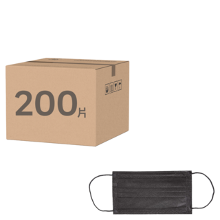 JUN 郡昱 成人平面滿版醫療口罩, 曜石黑, 50片, 4盒