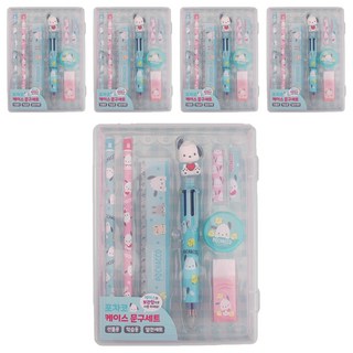 산리오캐릭터즈 포차코 케이스 문구세트, 5세트, 혼합색상