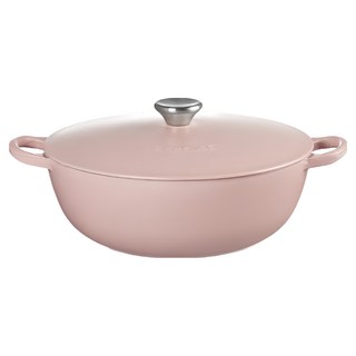 LE CREUSET 媽咪鐵鍋 甜心粉 26cm 4.9L 鋼頭內鍋黑, 1個