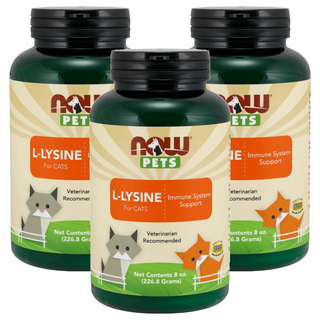 NOW Foods 寵物貓用 離胺酸粉, 3罐, 維持抵抗力