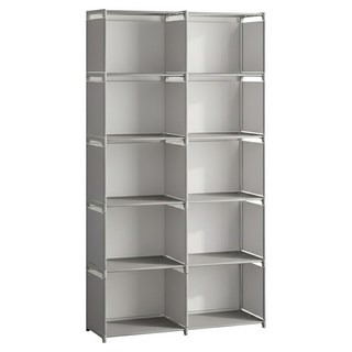 簡易組裝書櫃架 銀灰色 10格, 高155 x 寬82 x 深29cm 層高30cm