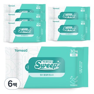 탐사 물걸레 청소포 대형 30매 리필, 6개