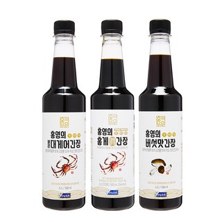 HONG YEONG UI 醬油禮盒組 紅雪蟹醬油 500ml+紅雪蟹白醬油 500ml+香菇醬油 500ml, 1套