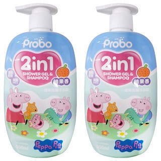 Probo 博寶兒 植萃洗髮沐浴露 佩佩豬 柚果香氛, 500ml, 2瓶