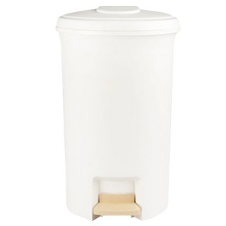 Blanc Objet 圓形 腳踏 垃圾桶 20L, 白色 米色