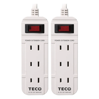 TECO 東元 一開四插轉接電源線組 AC 110V 15A, 1.8m, 白色, 2個