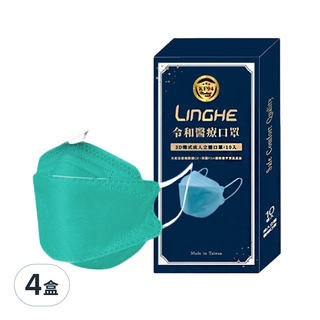 令和 3D韓式立體醫療口罩 成人款, 蒂芬尼藍, 10片, 4盒