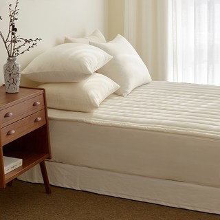 THE MAISON 高密度水洗純棉飯店級100支紗固定帶保潔墊, 奶油牛奶色