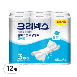 크리넥스 빨아쓰는 위생행주 화이트, 45매, 12개