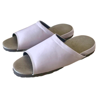 台灣犀利趴 極致風格厚跟紓壓皮質室內拖鞋, M, 粉紫, 1雙