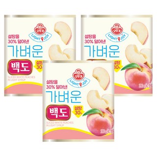 오뚜기 LIGHT 앤 JOY 가벼운 백도, 3개, 280g