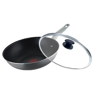 Tefal 特福 輕巧系列 不沾平底鍋 + 玻璃蓋 B5830653 黑色, 28cm, 1組
