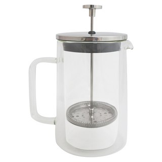 HouseKeeper 妙管家 雙層沖茶器 附壓桿 + 濾網, 1L, 1個, 銀色 + 透明色