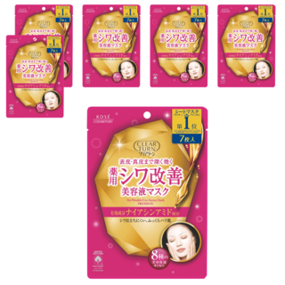 KOSE 高絲 CLEAR TURN 光映透 超濃厚保濕面膜 皺紋改善精華面膜, 7片, 6包