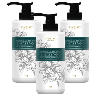 SOAPBERRY 古寶無患子 西西里檸檬深層淨化純露洗髮精 適用於一般及中油性髮質, 480g, 3瓶