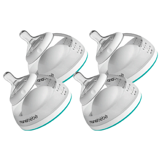 Nanobébé 母乳奶瓶, 可拆式奶嘴, 大口徑可手洗, 150ml 湖水藍, 4個