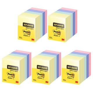 쓰리엠 포스트잇 노트 알뜰팩 653-5, 혼합색상, 500매, 5개