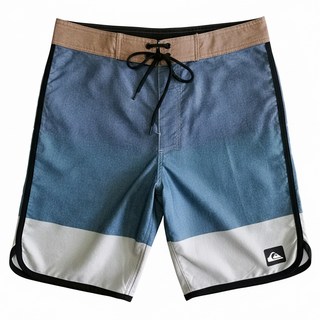 QUIKSILVER 男款成人沙灘褲 5%氨綸+95%聚酯纖維, 藍灰色