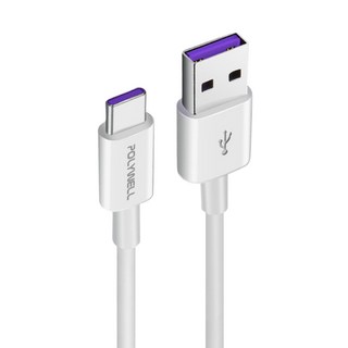 POLYWELL USB-A To USB-C 5A快充線 PW15-W45-M671 2M, 白色, 1條