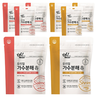 오리얼 반려동물 가수분해 츄 건조간식, 혼합맛(연어/새우), 4세트