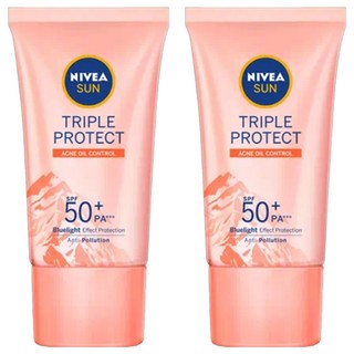 NIVEA 妮維雅 SUN 3重防護輕透防曬凝乳 SPF50+ PA+++ 控油不致痘 混合/油性肌適用, 40ml, 2件