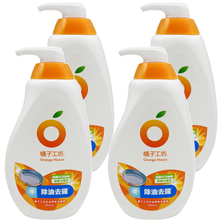 Orange House 橘子工坊 去油淨味洗碗精 650mL 含橘油配方 除菌 洗淨後無化學殘留 適用於清洗蔬果和奶瓶, 4瓶