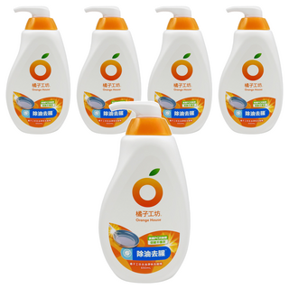 Orange House 橘子工坊 去油淨味洗碗精 650mL 含橘油配方 除菌 洗淨後無化學殘留 適用於清洗蔬果和奶瓶, 5瓶