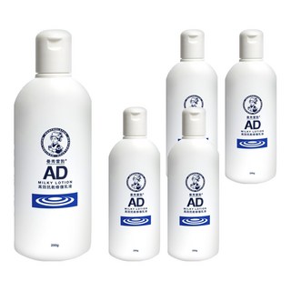 MENTHOLATUM 曼秀雷敦 AD 高效抗乾修復乳液 200g, 深層滋潤保濕, 舒緩乾癢, 無色素無酒精, 5瓶