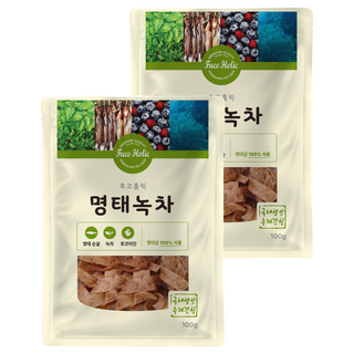 후코홀릭 강아지 건조 간식, 혼합맛(명태/녹차), 100g, 2개