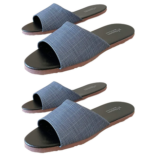 TAIWAN SLIPPER 台灣犀利趴 簡約系列 純色皮質室內拖鞋 靜音防滑EVA發泡鞋底設計, 日曜藍, 2雙