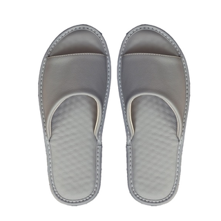 頭層牛皮顆粒氣墊防滑室內拖，質感居家生活系列，舒適耐磨，安全設計, 灰色, 29, 1雙