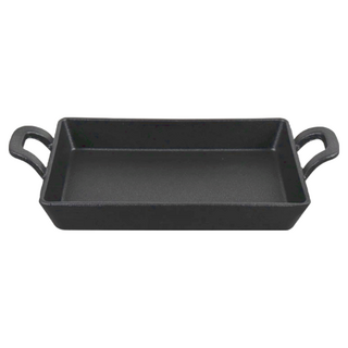 PRELUDE IH電磁爐通用 方形鑄鐵平底鍋 附木製底座, 1組, 黑色