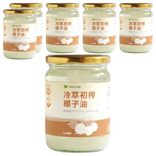TRUE ONE 食在加分 冷萃初榨椰子油, 6個, 500ml