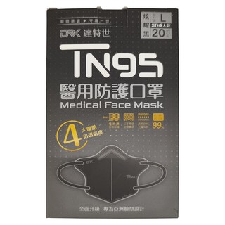 DRX 達特世 TN95成人醫用口罩, 炫耀黑, 20片, 1盒