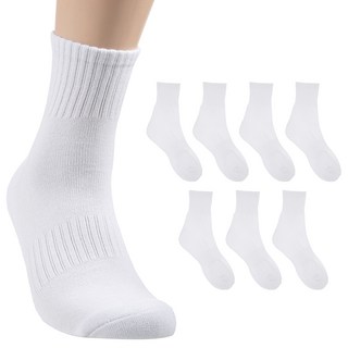 BASE ALPHA ESSENTIALS 男款素色氣墊中筒襪 8雙, 白色