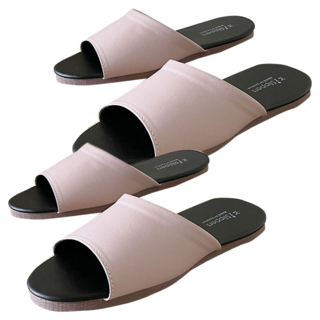 TAIWAN SLIPPER 台灣犀利趴 純色 皮質室內拖鞋, 落櫻粉, 2雙