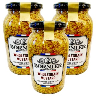 BORNIER 全穀芥末籽醬, 420g, 3個
