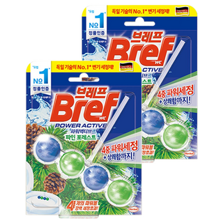 Bref 妙力 Power Active 懸掛式馬桶清潔球, 松木香, 50g, 4重強力效果，有效除垢除臭清潔乾淨, 2組