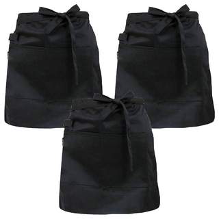 廚師短版圍裙, 黑色, 3個