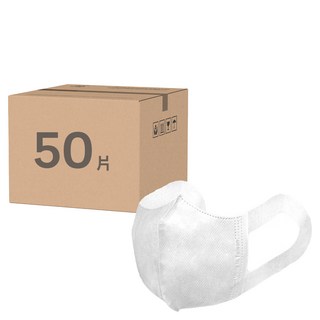 順易利 幼童3D立體口罩寬耳帶 XS(14.5 x 11.5cm) 3~5歲適用, 白色, 50個裝, 1盒