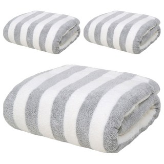 SOG購物 珊瑚絨浴巾 140 x 70cm, 灰色, 3條